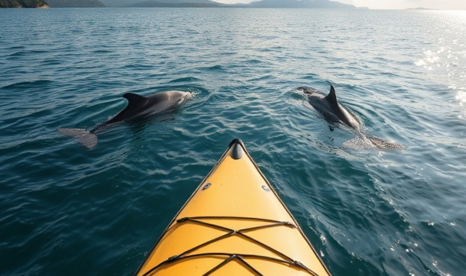 kayaking with dolphins