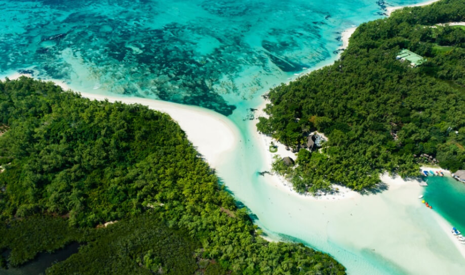 The tropical paradise islet of Mauritius