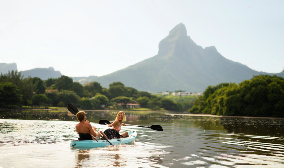 Kayaking on the river of the Tamarin Bay