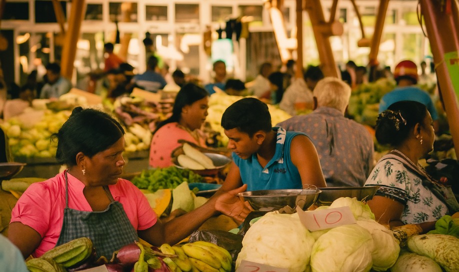 Mauritian local market early in the morning