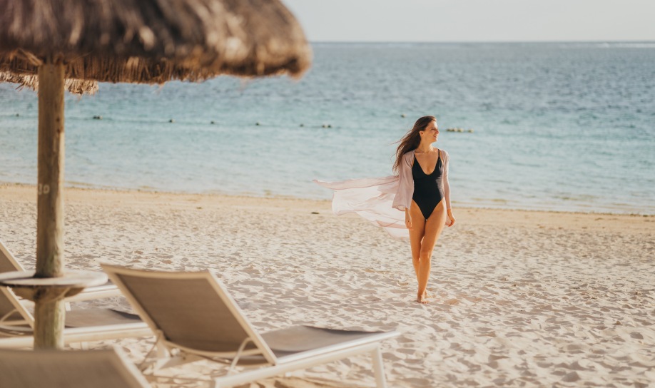 Sunny day on a paradisiacal beach in Mauritius