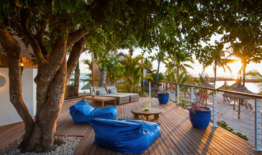 Panoramic view of Veranda Point Aux Biches with lush greenery and clear waters