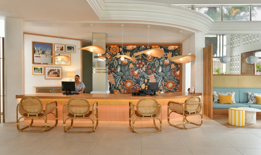 Reception staff working as part of Gino Hitié’s team at Veranda Palmar Resort, Mauritius