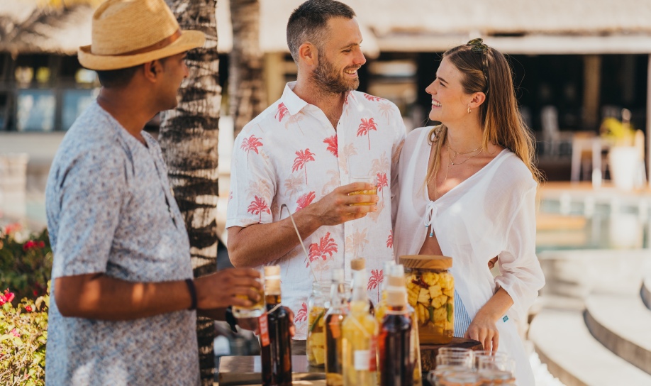 Smiling couple enjoying their stay at Veranda Palmar Resort in Mauritius