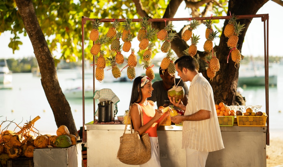 Coconut-based drinks sold by local vendors in Mauritius