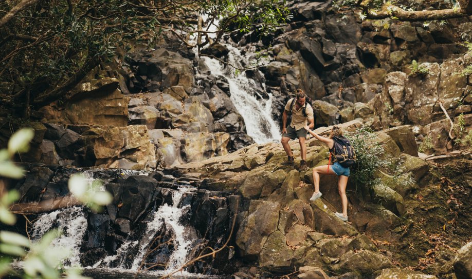 Outdoor activities with hiking in nature