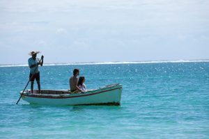 Trip in the lagoon in a traditional pirogue
